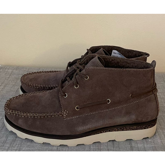 Nwt CLARK Dakin Deck Mens 10.5 Mushroom Beige Wool Lined Leather Boots main image 7